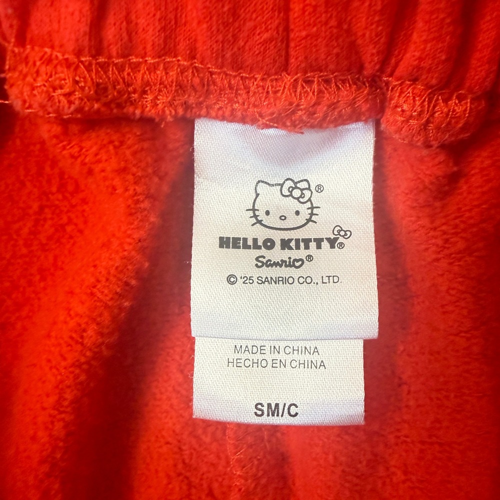 Hello Kitty Sanrio Sweatpants Womens Small Red Lace Trim Wide Leg Varsity - Picture 5 of 8